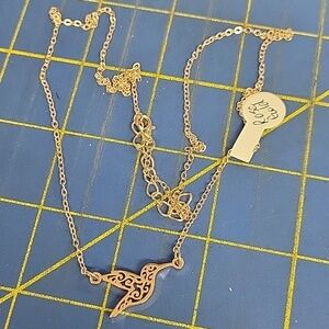 Rose Gold Tone Bird Dove 22" +2" Extension Necklace